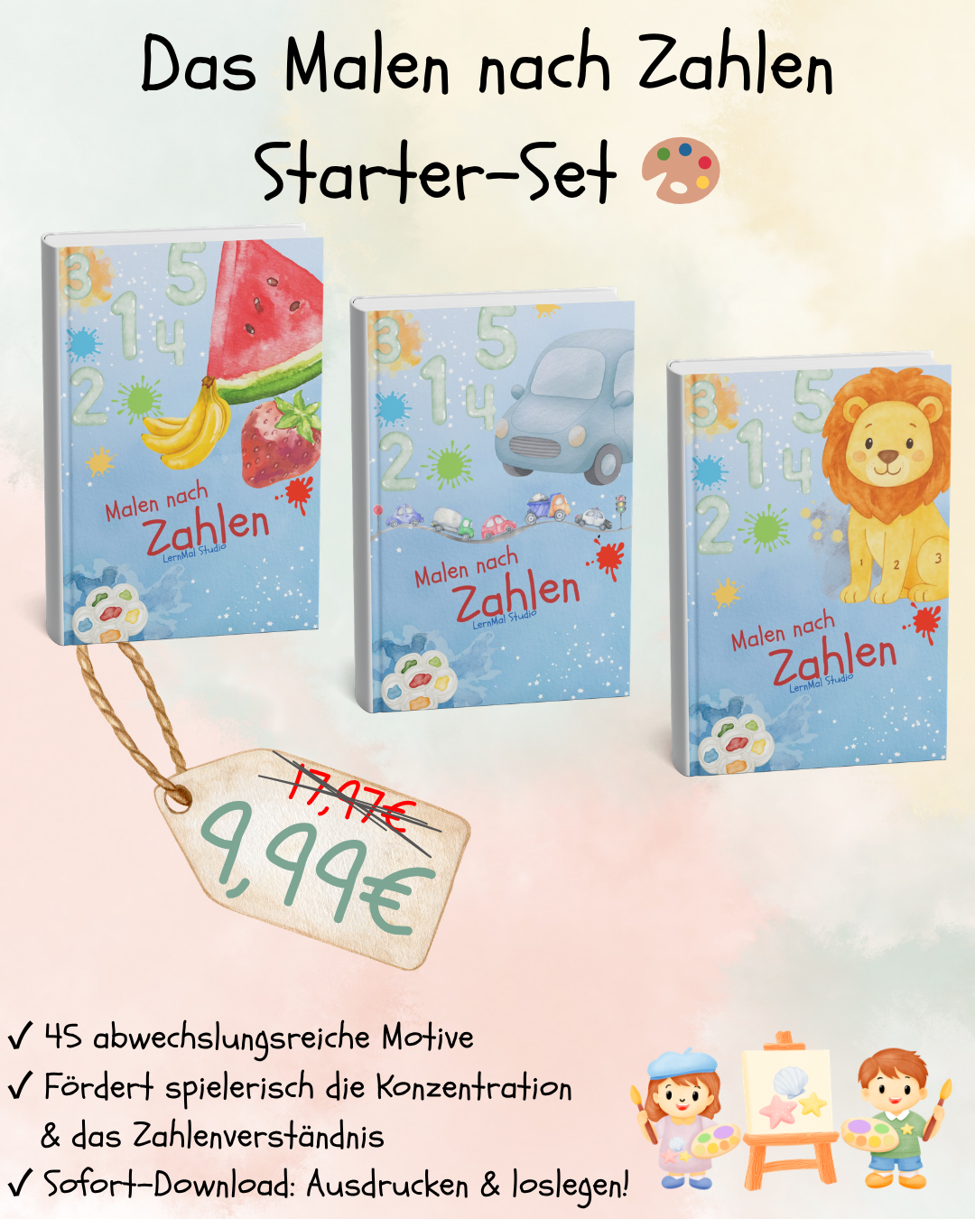 Das Malen-nach-Zahlen Starter-Set: 3-in-1 Bundle