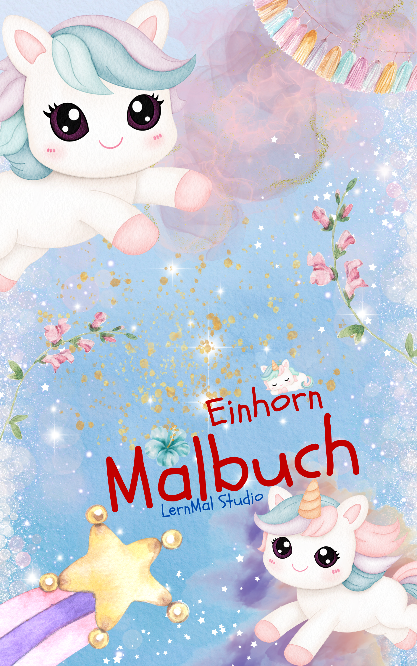 Mein Einhorn Malbuch – 26 zauberhafte Motive als PDF Download.