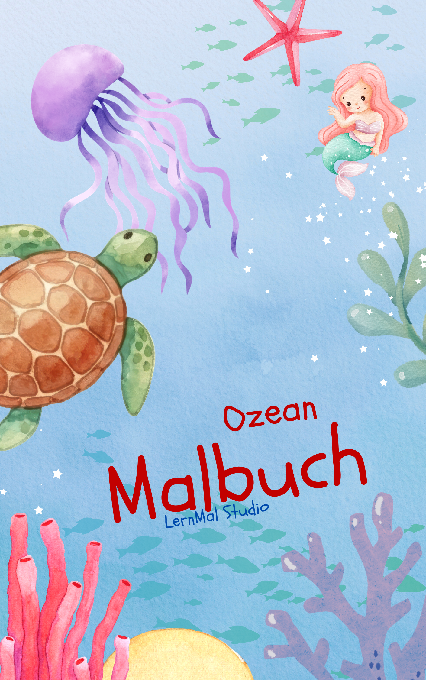 Mein Ozean Malbuch für Kinder – 26 Motive aus der Unterwasserwelt als PDF Download